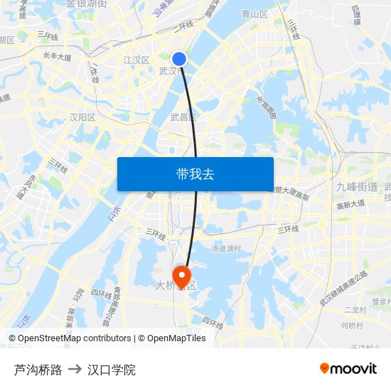 芦沟桥路 to 汉口学院 map