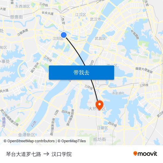 琴台大道罗七路 to 汉口学院 map