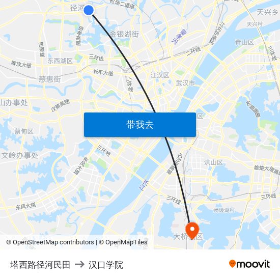 塔西路径河民田 to 汉口学院 map