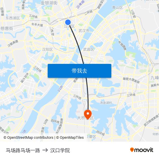 马场路马场一路 to 汉口学院 map