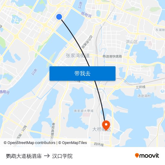 鹦鹉大道杨泗庙 to 汉口学院 map
