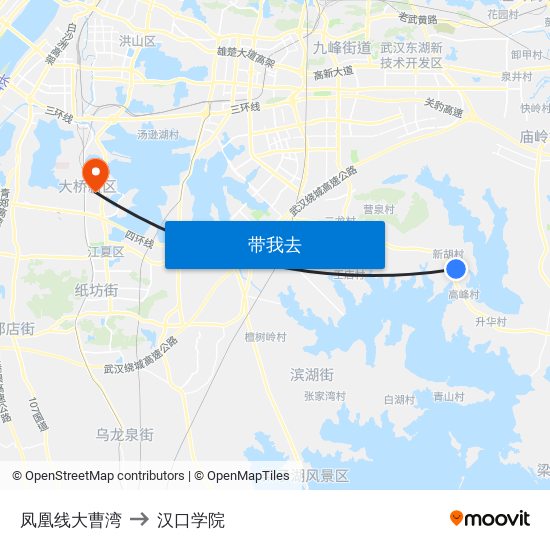 凤凰线大曹湾 to 汉口学院 map