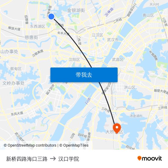 新桥四路海口三路 to 汉口学院 map