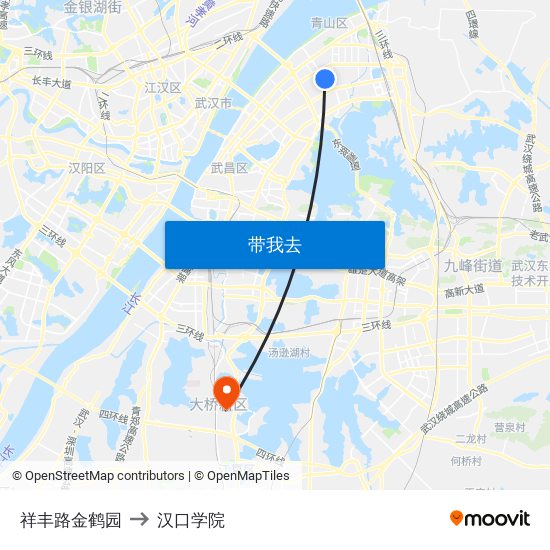 祥丰路金鹤园 to 汉口学院 map