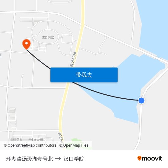 环湖路汤逊湖壹号北 to 汉口学院 map