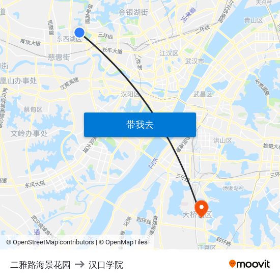 二雅路海景花园 to 汉口学院 map