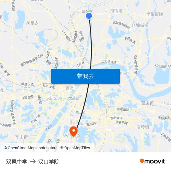 双凤中学 to 汉口学院 map