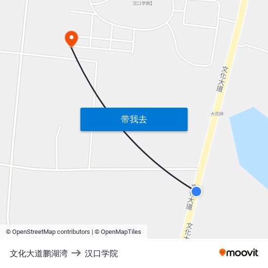 文化大道鹏湖湾 to 汉口学院 map