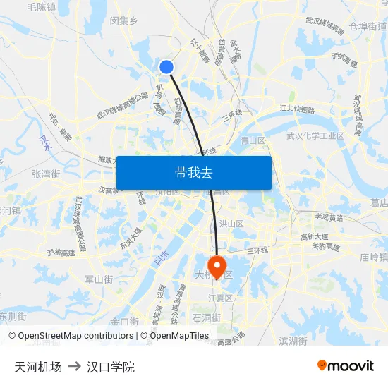 天河机场 to 汉口学院 map