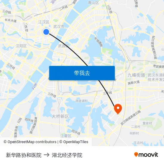 新华路协和医院 to 湖北经济学院 map
