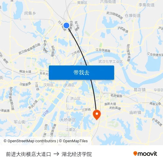 前进大街横店大道口 to 湖北经济学院 map