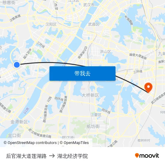 后官湖大道莲湖路 to 湖北经济学院 map