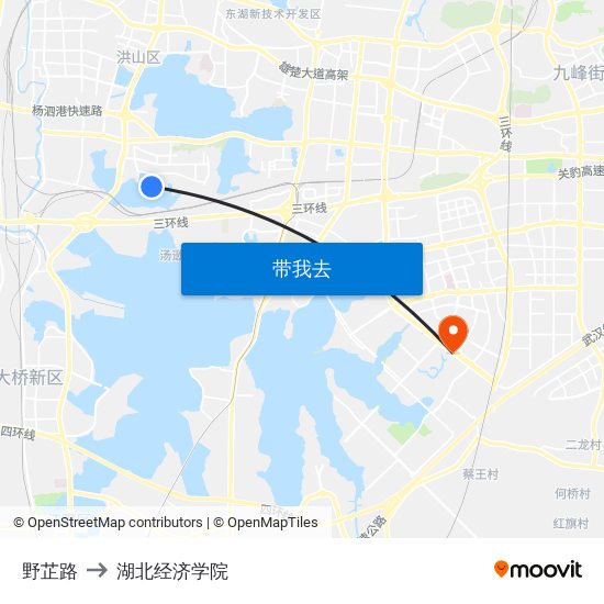 野芷路 to 湖北经济学院 map