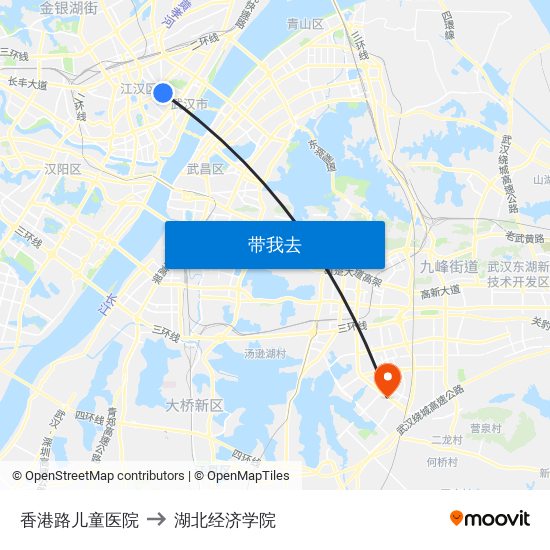 香港路儿童医院 to 湖北经济学院 map