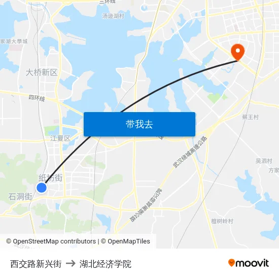 西交路新兴街 to 湖北经济学院 map