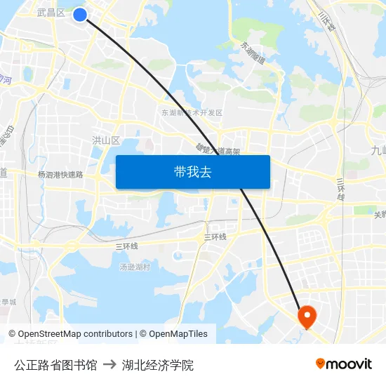 公正路省图书馆 to 湖北经济学院 map