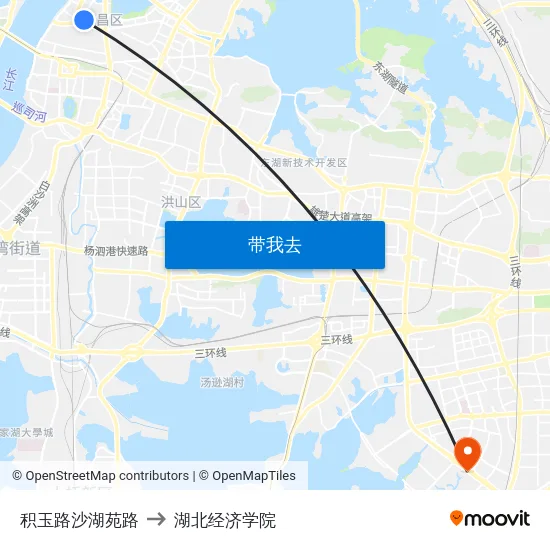 积玉路沙湖苑路 to 湖北经济学院 map