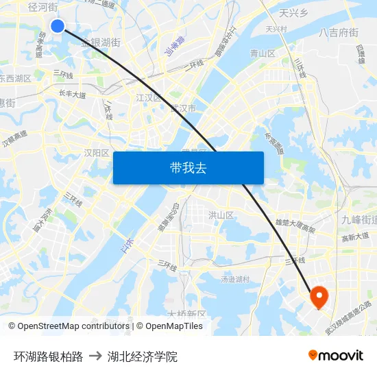环湖路银柏路 to 湖北经济学院 map