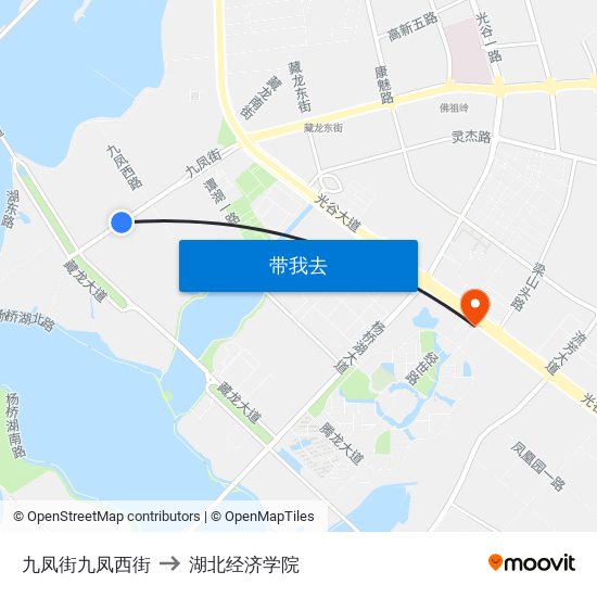 九凤街九凤西街 to 湖北经济学院 map