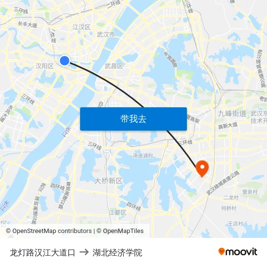 龙灯路汉江大道口 to 湖北经济学院 map