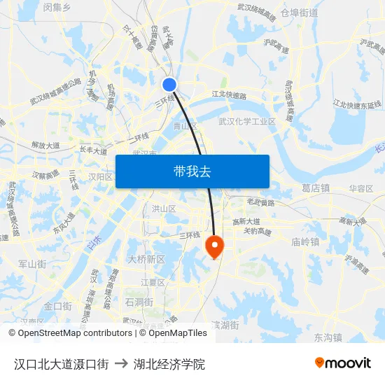 汉口北大道滠口街 to 湖北经济学院 map