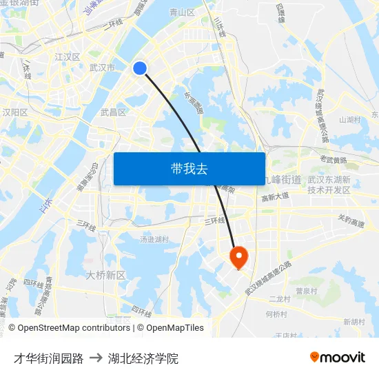 才华街润园路 to 湖北经济学院 map
