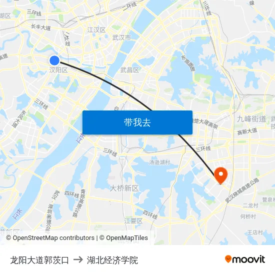 龙阳大道郭茨口 to 湖北经济学院 map