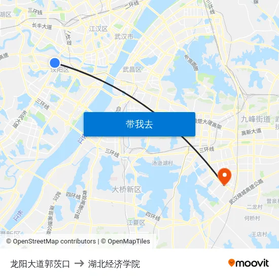 龙阳大道郭茨口 to 湖北经济学院 map