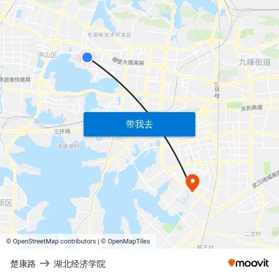 楚康路 to 湖北经济学院 map