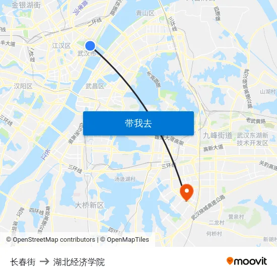 长春街 to 湖北经济学院 map