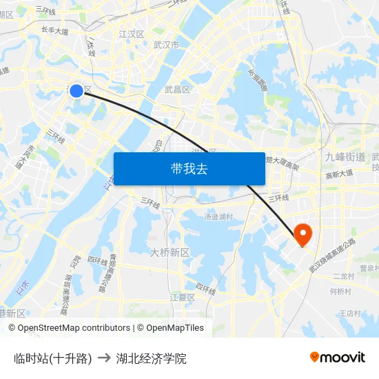 临时站(十升路) to 湖北经济学院 map