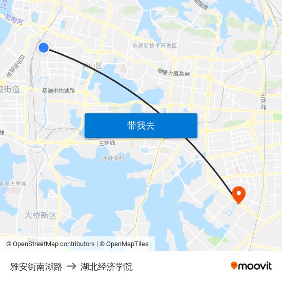 雅安街南湖路 to 湖北经济学院 map