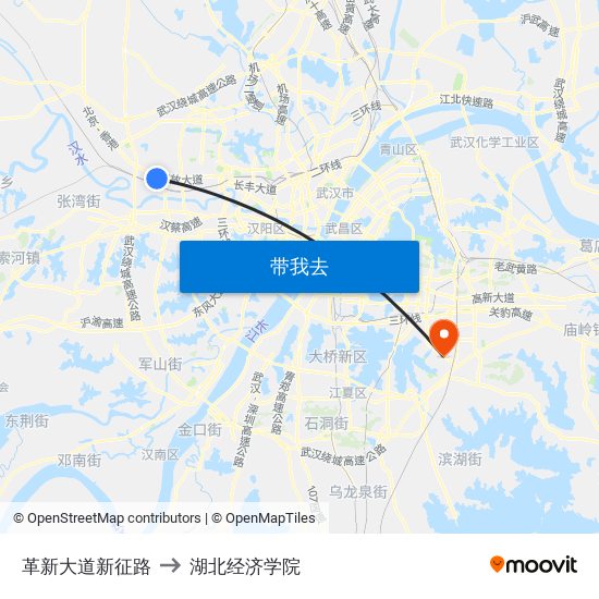 革新大道新征路 to 湖北经济学院 map