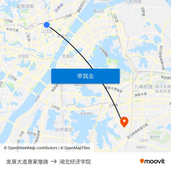 发展大道唐家墩路 to 湖北经济学院 map