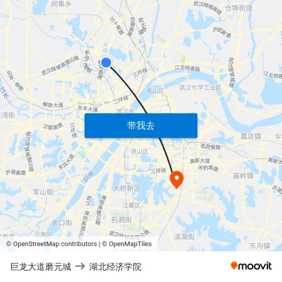 巨龙大道磨元城 to 湖北经济学院 map