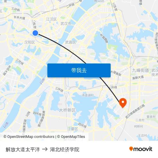 解放大道太平洋 to 湖北经济学院 map