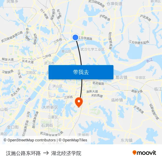 汉施公路东环路 to 湖北经济学院 map