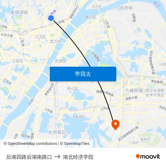 后湖四路后湖南路口 to 湖北经济学院 map