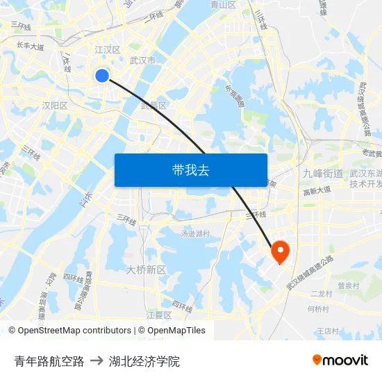 青年路航空路 to 湖北经济学院 map