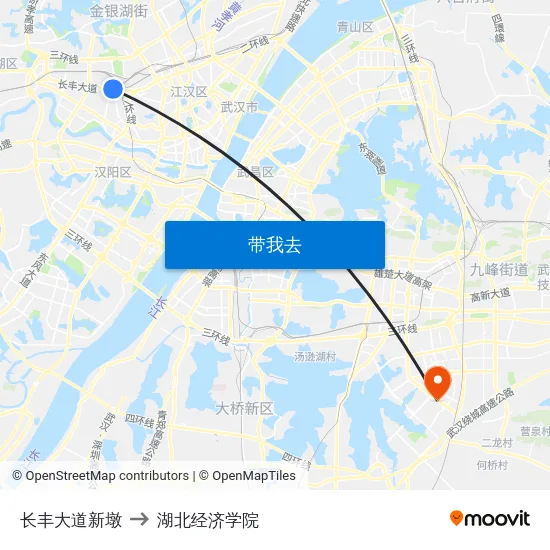 长丰大道新墩 to 湖北经济学院 map