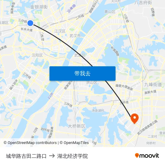 城华路古田二路口 to 湖北经济学院 map