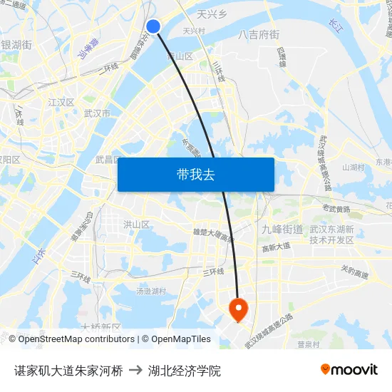 谌家矶大道朱家河桥 to 湖北经济学院 map