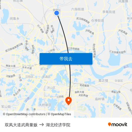 双凤大道武商量贩 to 湖北经济学院 map