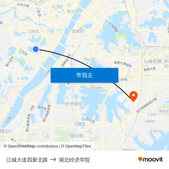 江城大道四新北路 to 湖北经济学院 map