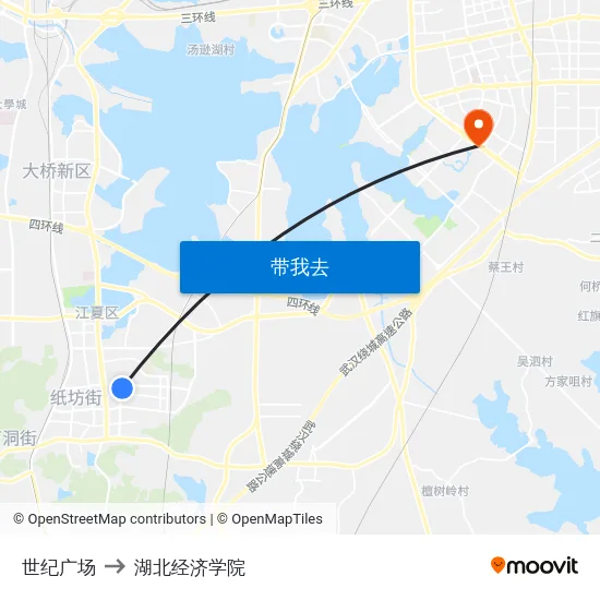 世纪广场 to 湖北经济学院 map