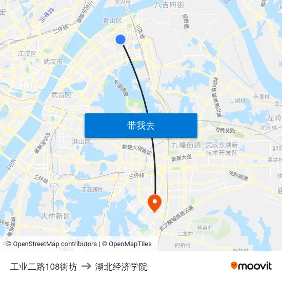 工业二路108街坊 to 湖北经济学院 map
