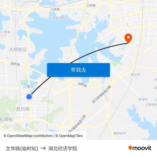 文华路(临时站) to 湖北经济学院 map