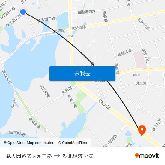 武大园路武大园二路 to 湖北经济学院 map