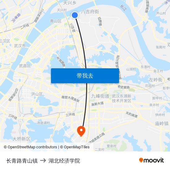 长青路青山镇 to 湖北经济学院 map