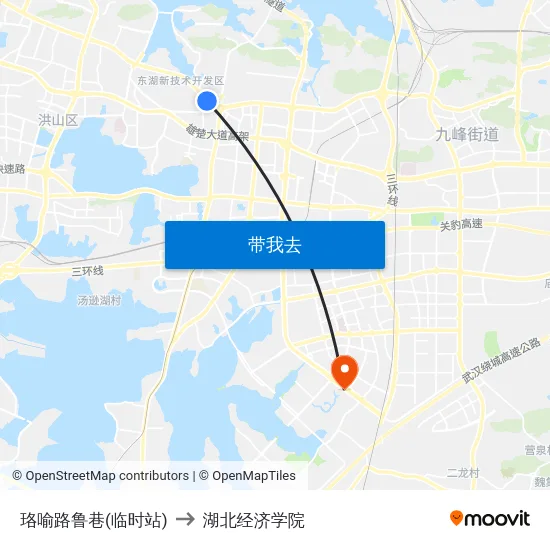 珞喻路鲁巷(临时站) to 湖北经济学院 map